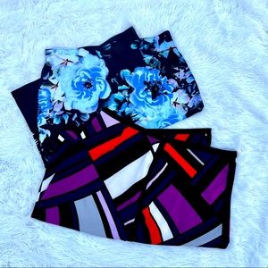 Fun Lot of 2 Stretchy Print Skirts ~ Comfy Work Career Casual
